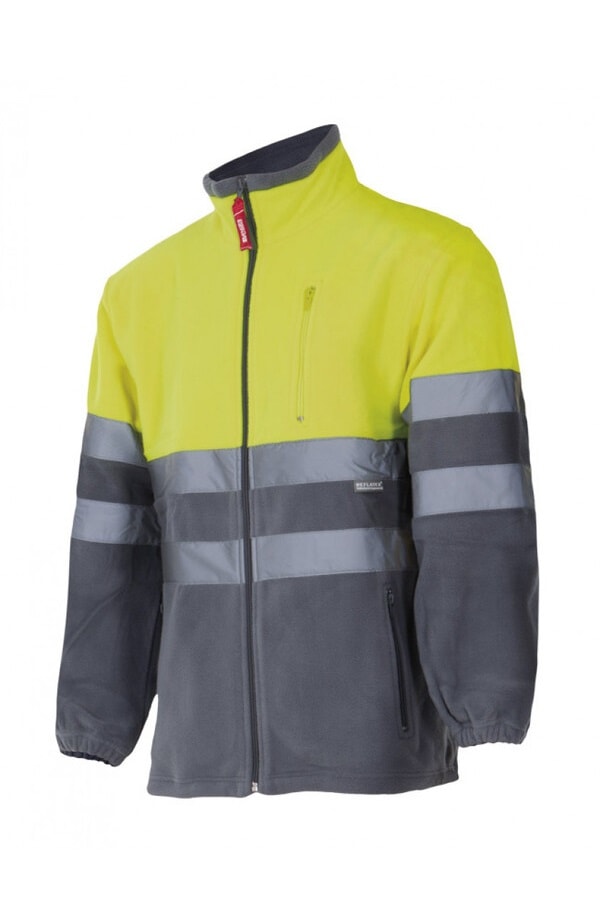 Pile alta visibilità Zip Intera giallo grigio