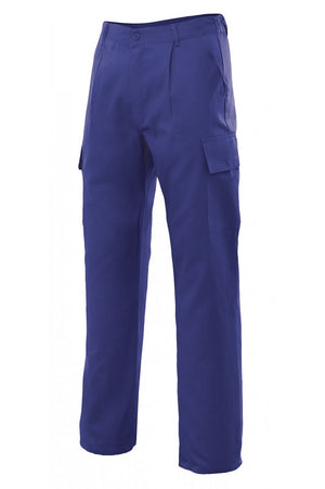 Pantaloni multitasche in polycotone bluette