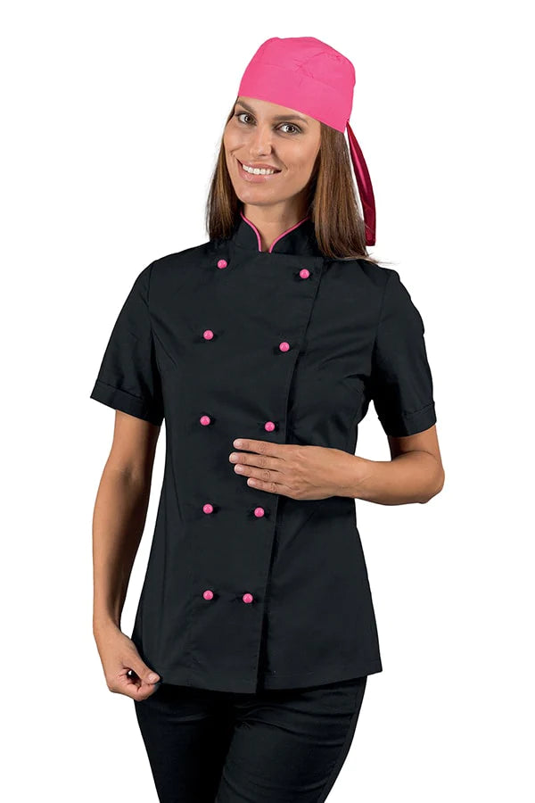 Giacca Lady Chef Nera e Rosa Extralight