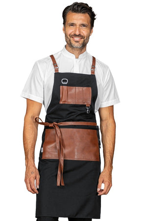 Grembiule Bristol Nero + Cuoio