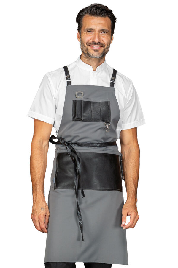 Grembiule Bristol Grigio + Ecopelle nera