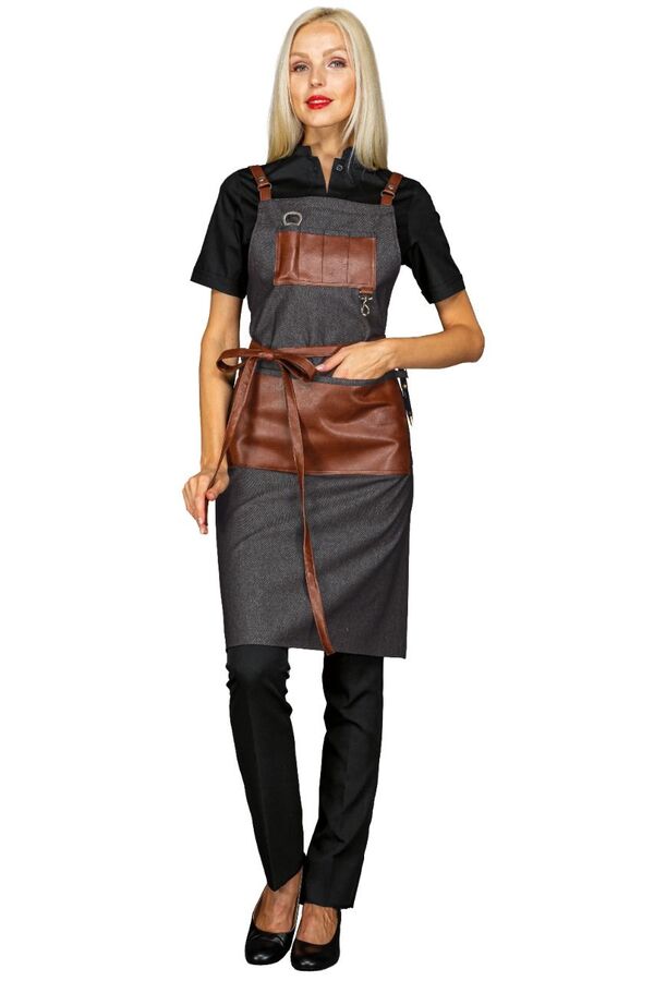 Grembiule Bristol Black Jeans + Cuoio