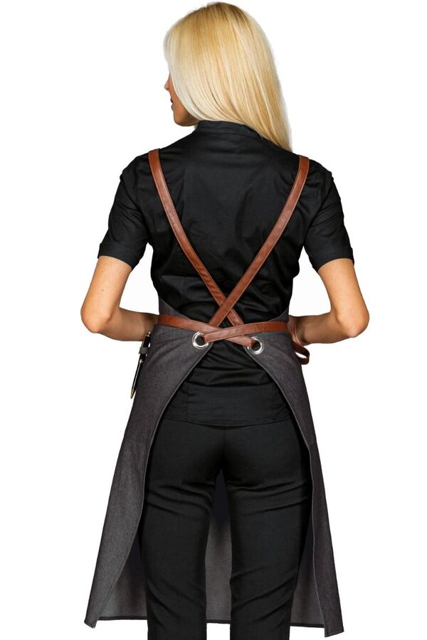 Grembiule Bristol Black Jeans + Cuoio schiena