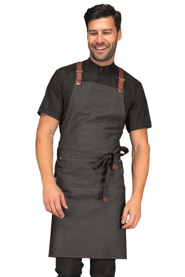 Grembiule Mexico black jeans con inserti ecopelle