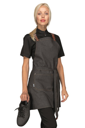 Grembiule Mexico black jeans con inserti ecopelle short