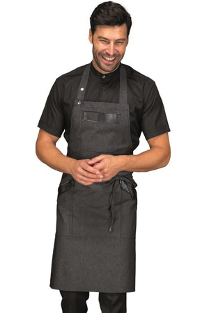 Grembiule Oregon black jeans con inserti ecopelle