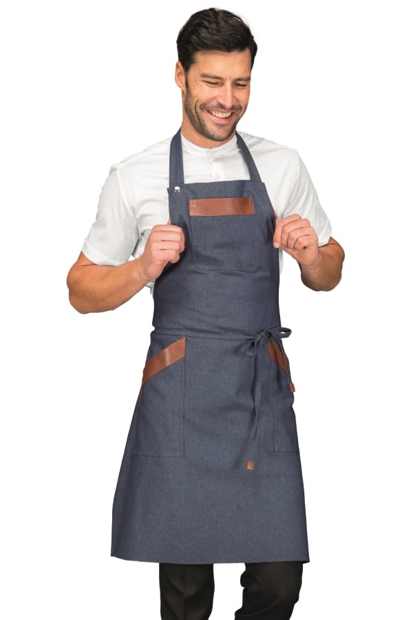 Grembiule Oregon jeans con inserti ecopelle short