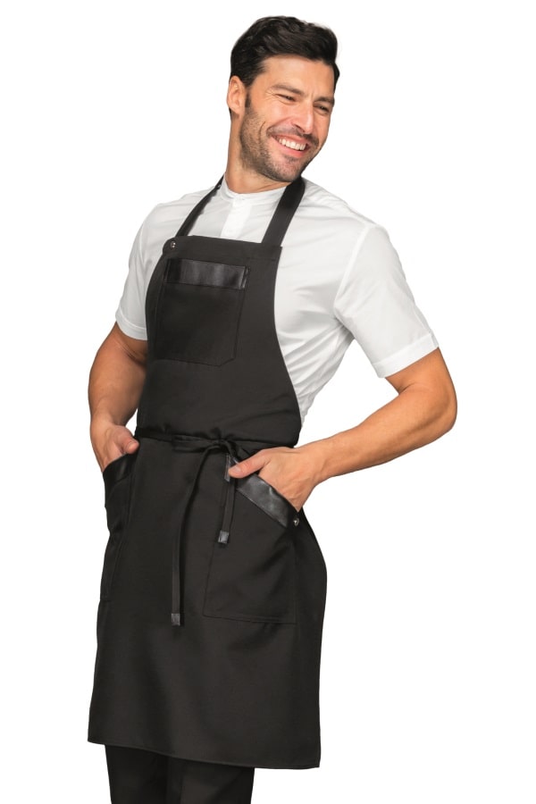 Grembiule Oregon nero con inserti ecopelle