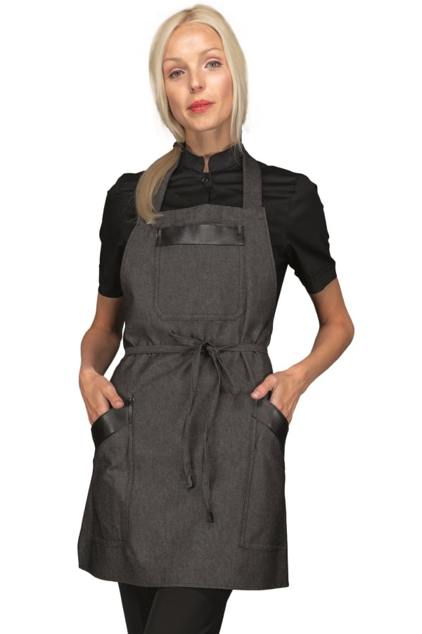 Grembiule Oregon black jeans con inserti ecopelle short