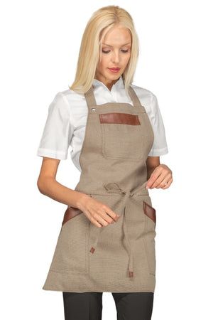 Grembiule Oregon natural con inserti ecopelle short