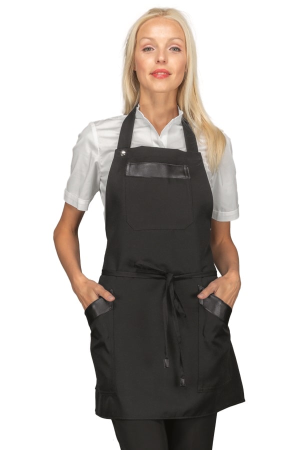 Grembiule Oregon nero con inserti ecopelle short