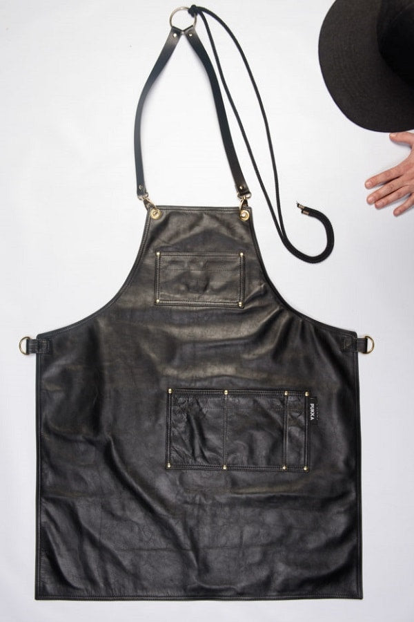 Grembiule in pelle nera Black Diamond