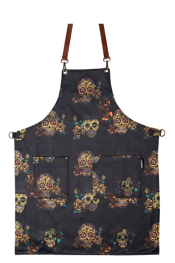 Grembiule Pukka teschi nero Goldskulls