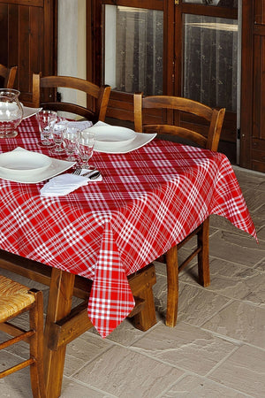 Tovaglia Tartan Rossa motivi bianchi