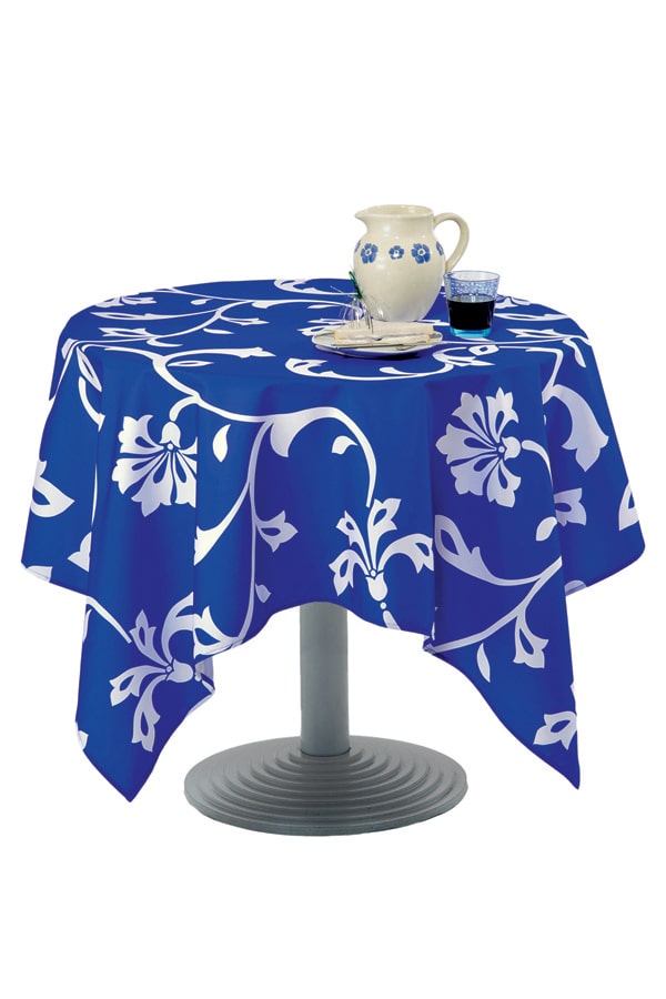 Tovaglia Venezia Blu cina con motivi a contrasto bianchi - ITALIADIVISE